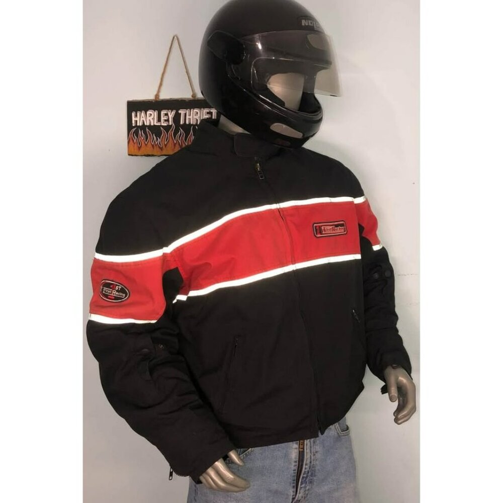 VTG 90s Riding Jacket 2XL Men With Armor, Removable Lining, FIRST RACING - Picture 3 of 6